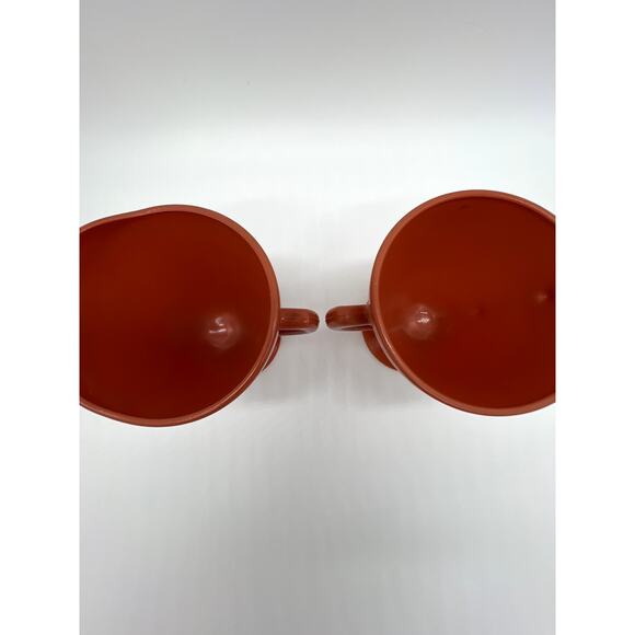 Vintage Hazel Atlas Glass Rust Orange Mid-Century Footed Open Creamer & Sugar - Picture 6 of 8